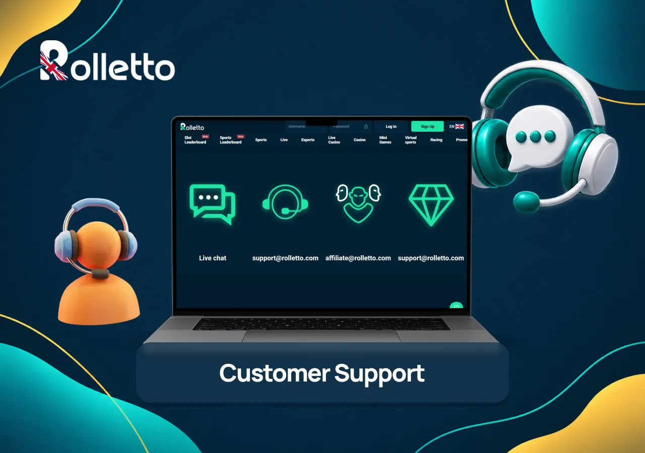 Customer support at Rolletto Casino